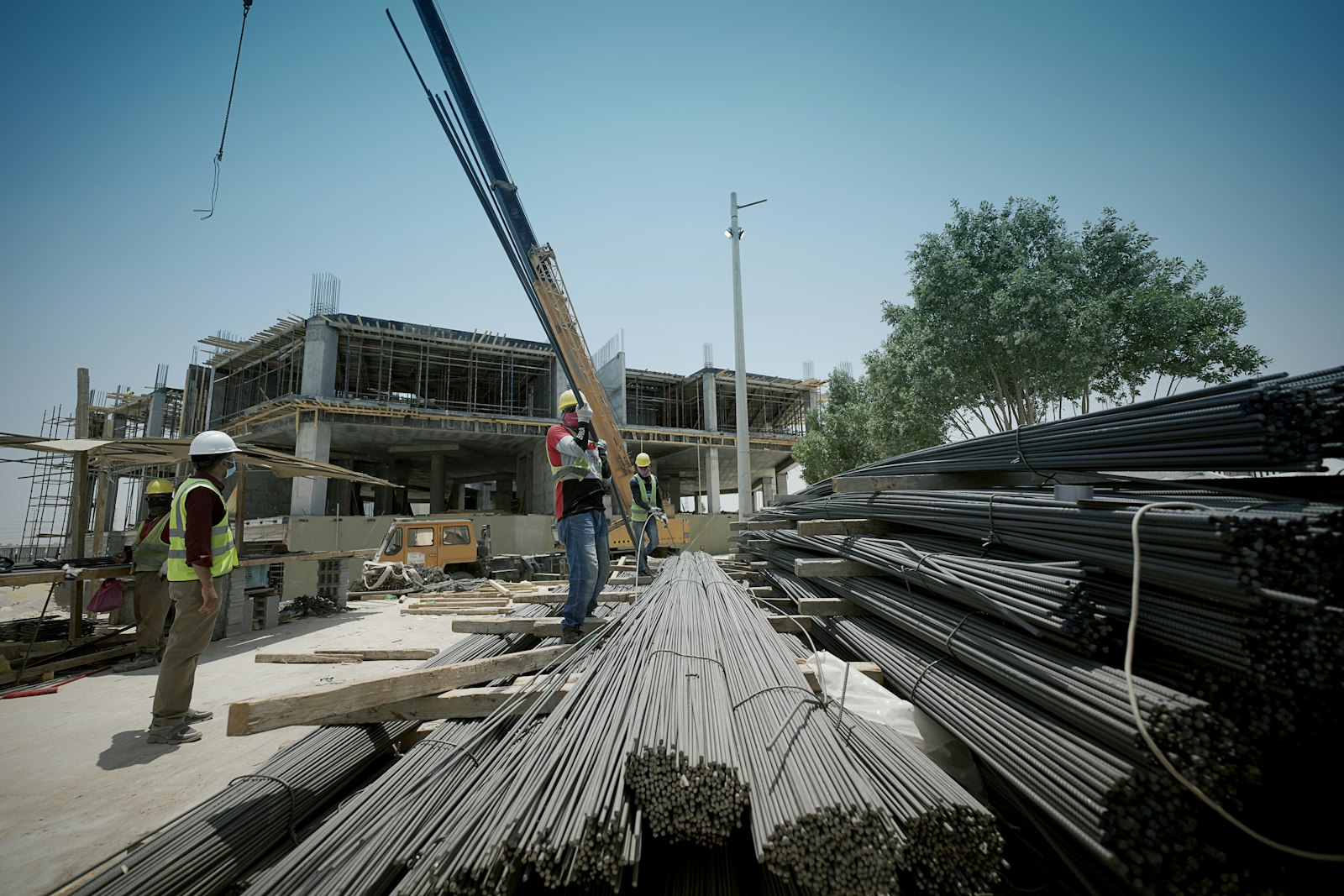 Construction site with equipment and materials