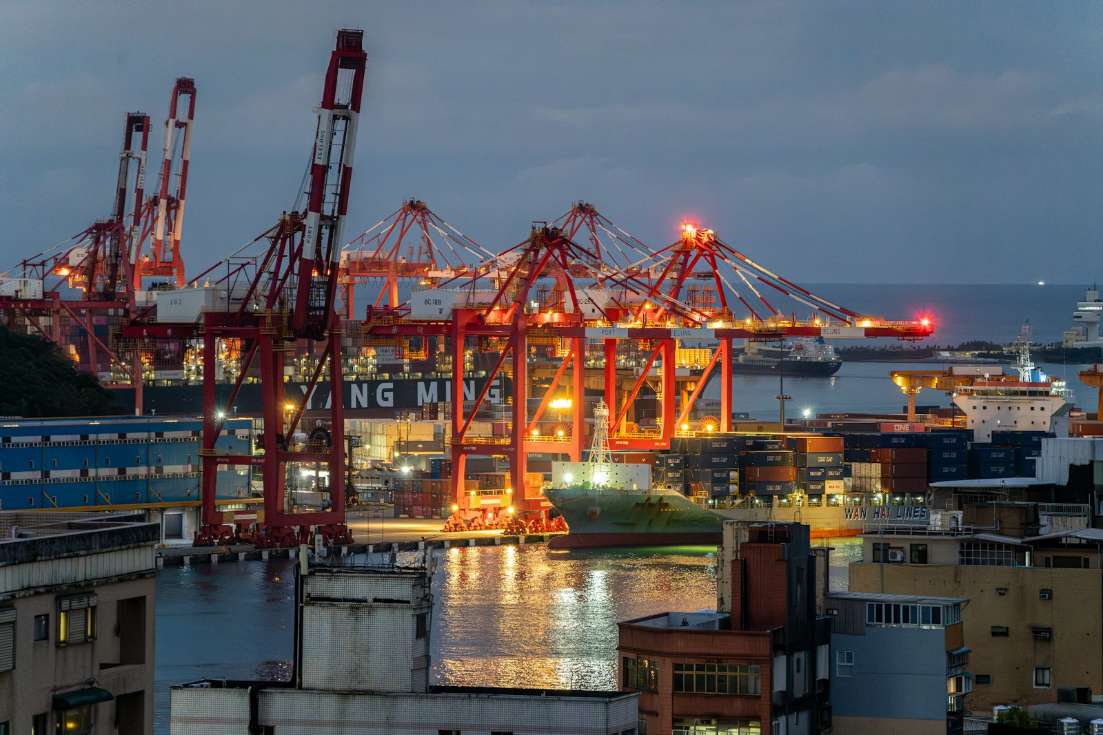 Industrial site at dusk