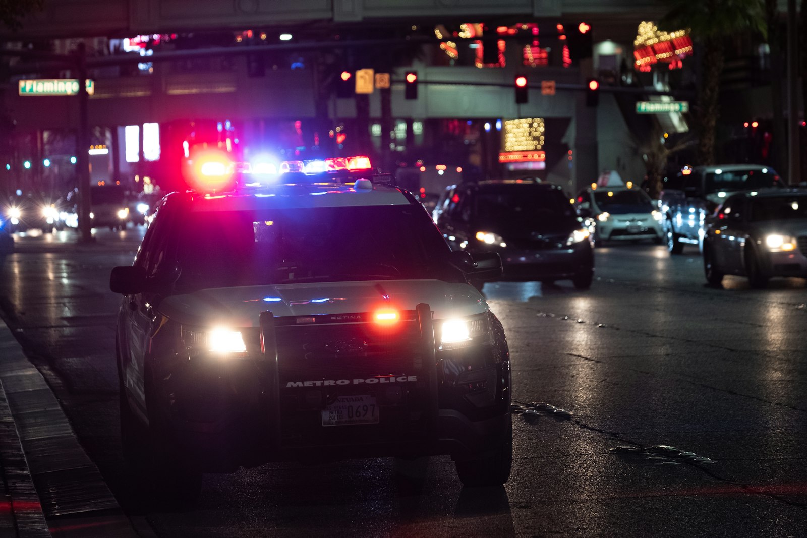 Police vehicle on patrol